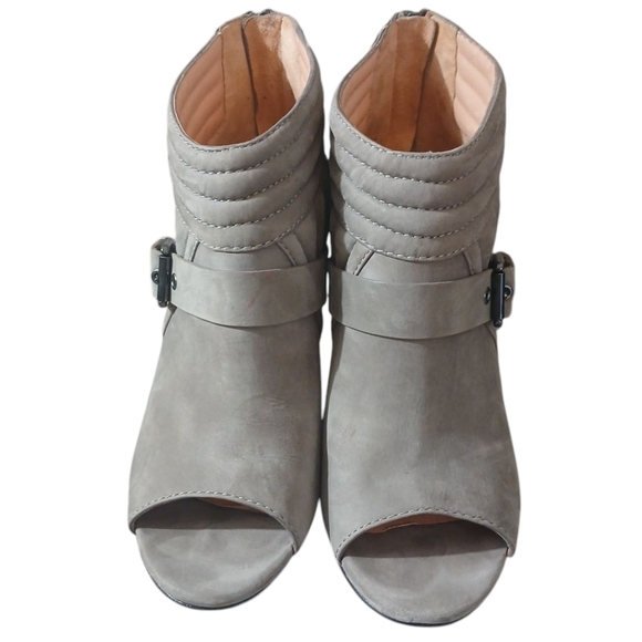 Sigerson Morrison Gray Peep Toe Ankle Booties with Stiletto Heel Size 6.5 - Picture 3 of 14